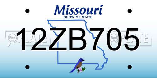 12ZB705 Missouri License Plate