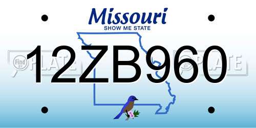 12ZB960 Missouri License Plate