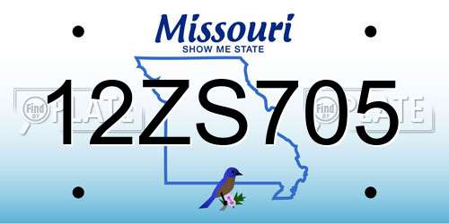12ZS705 Missouri License Plate