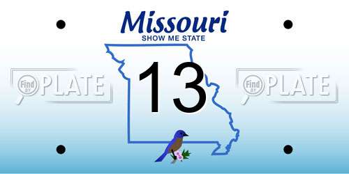 13 Missouri License Plate