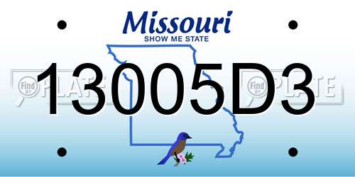 13005D3 Missouri License Plate