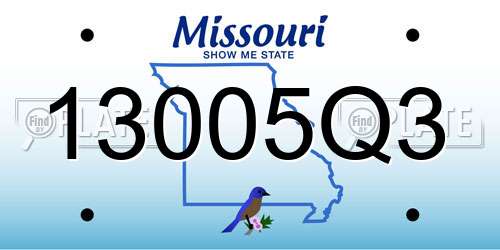 13005Q3 Missouri License Plate