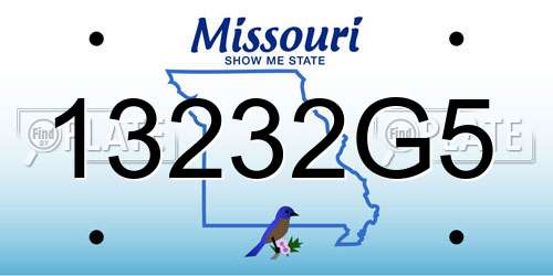 13232G5 Missouri License Plate