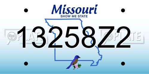 13258Z2 Missouri License Plate