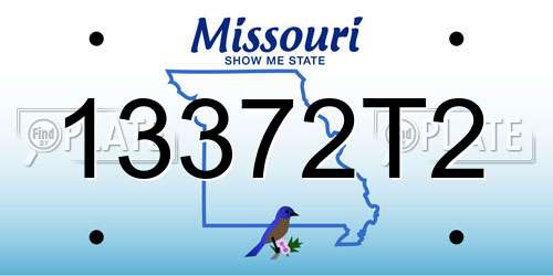 13372T2 Missouri License Plate