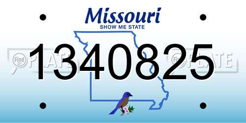 1340825 Missouri License Plate