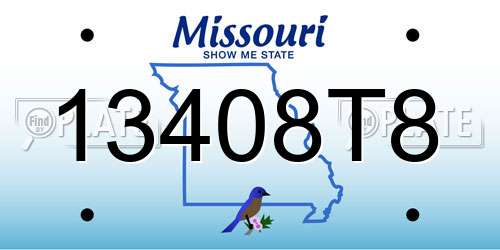 13408T8 Missouri License Plate