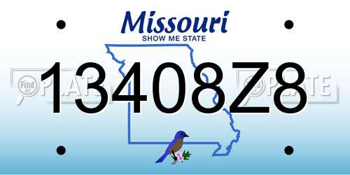 13408Z8 Missouri License Plate