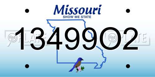 13499O2 Missouri License Plate