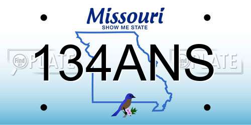 134ANS Missouri License Plate