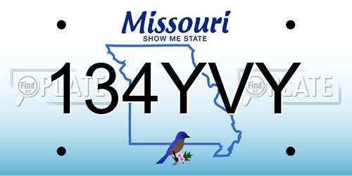 134YVY Missouri License Plate