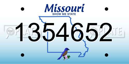 1354652 Missouri License Plate