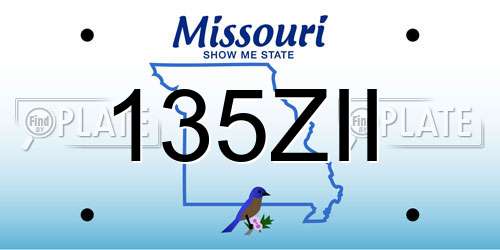 135ZII Missouri License Plate