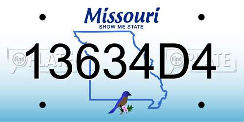 13634D4 Missouri License Plate