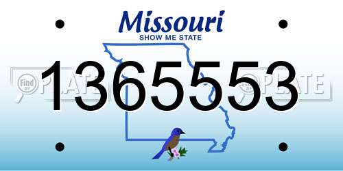 1365553 Missouri License Plate
