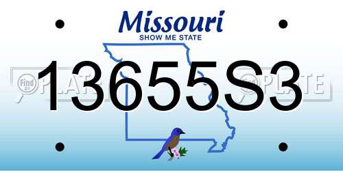 13655S3 Missouri License Plate