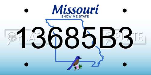 13685B3 Missouri License Plate