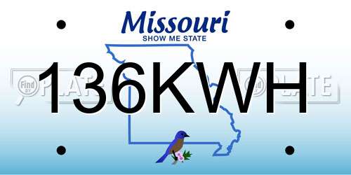 136KWH Missouri License Plate