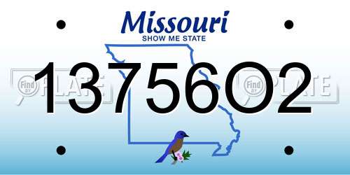 13756O2 Missouri License Plate