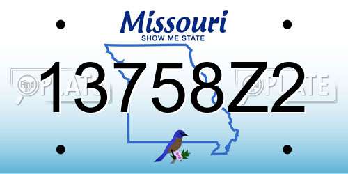 13758Z2 Missouri License Plate