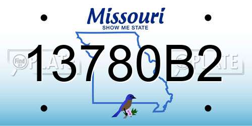 13780B2 Missouri License Plate