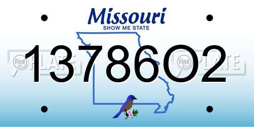 13786O2 Missouri License Plate