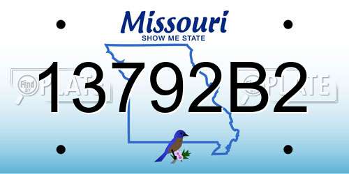 13792B2 Missouri License Plate