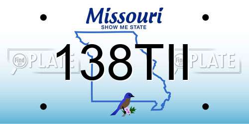 138TII Missouri License Plate