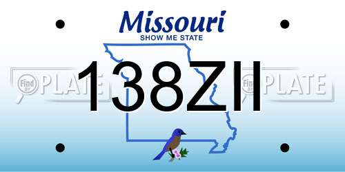 138ZII Missouri License Plate