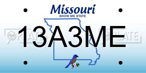13A3ME Missouri License Plate