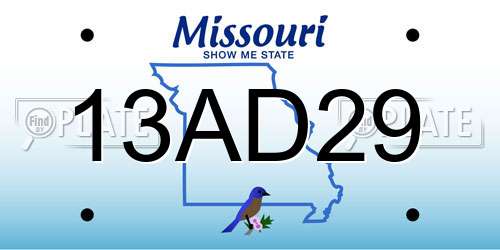 13AD29 Missouri License Plate