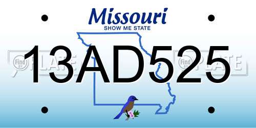 13AD525 Missouri License Plate