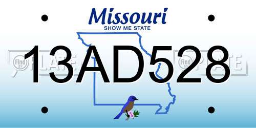 13AD528 Missouri License Plate