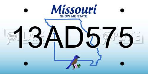 13AD575 Missouri License Plate