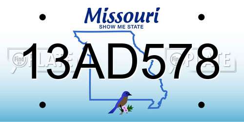 13AD578 Missouri License Plate