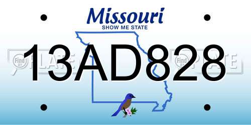 13AD828 Missouri License Plate