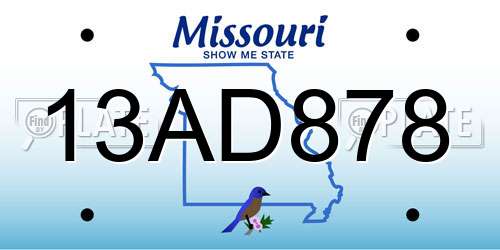 13AD878 Missouri License Plate