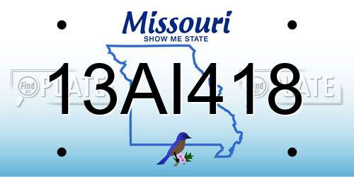 13AI418 Missouri License Plate