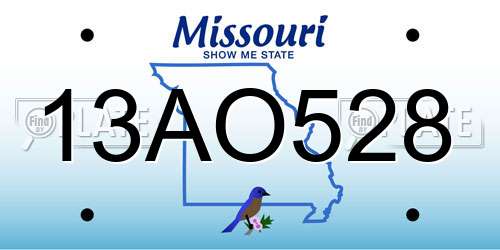13AO528 Missouri License Plate