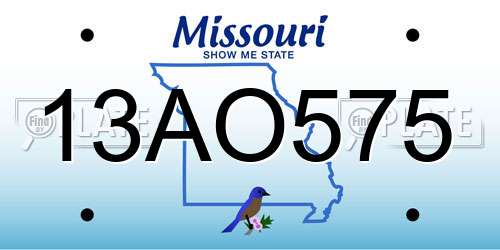 13AO575 Missouri License Plate
