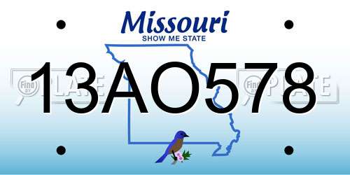 13AO578 Missouri License Plate