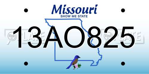 13AO825 Missouri License Plate