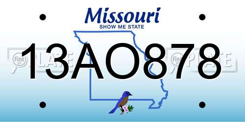 13AO878 Missouri License Plate