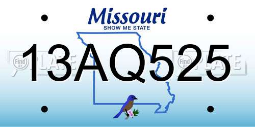 13AQ525 Missouri License Plate