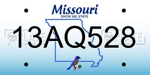 13AQ528 Missouri License Plate