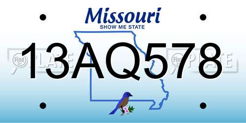 13AQ578 Missouri License Plate