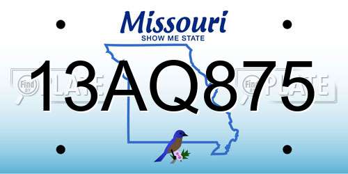 13AQ875 Missouri License Plate
