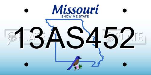 13AS452 Missouri License Plate