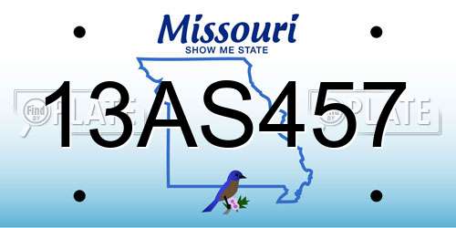 13AS457 Missouri License Plate