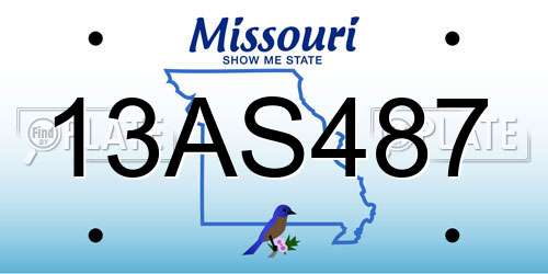 13AS487 Missouri License Plate